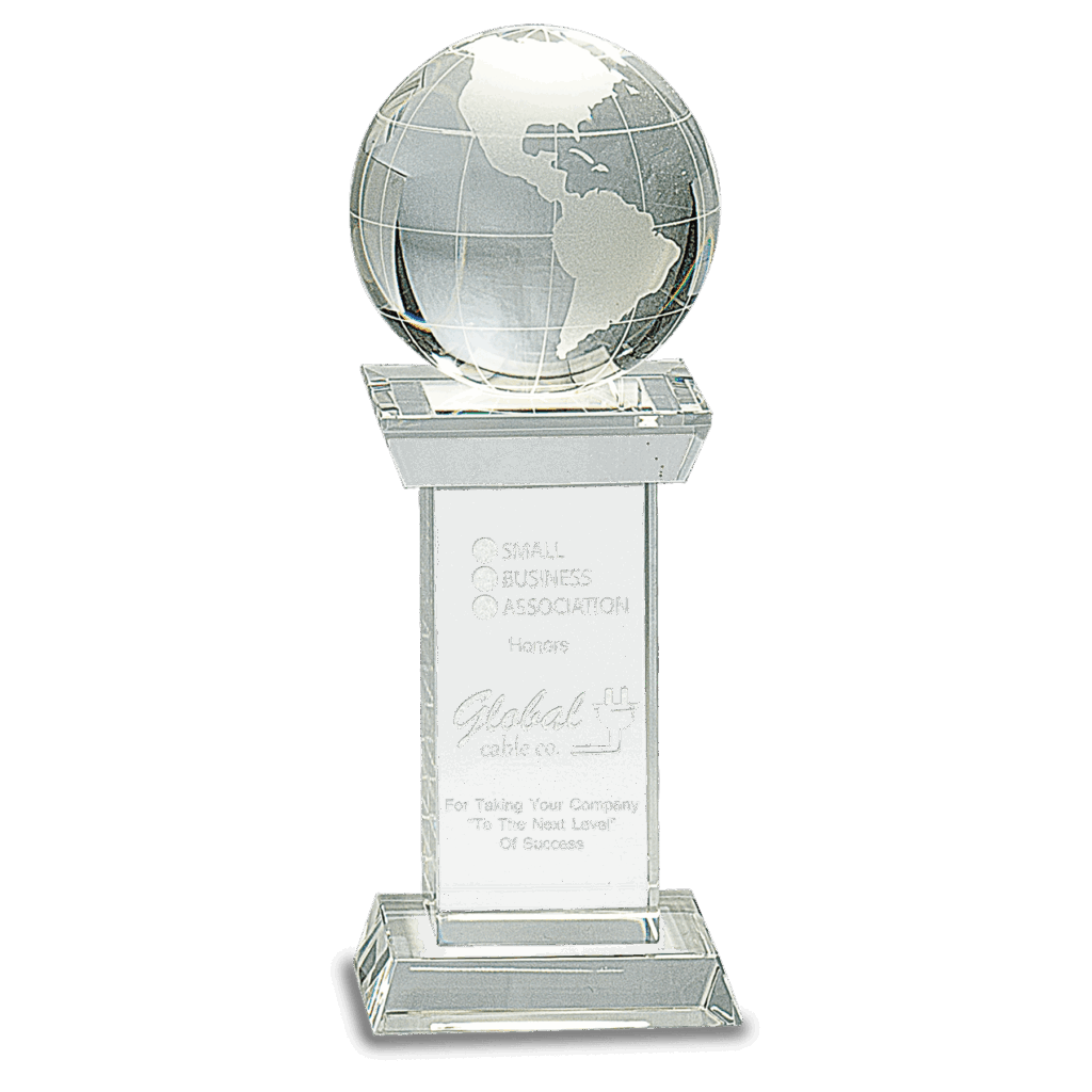 8" Crystal Globe on Clear Tower