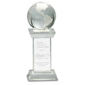 8" Crystal Globe on Clear Tower