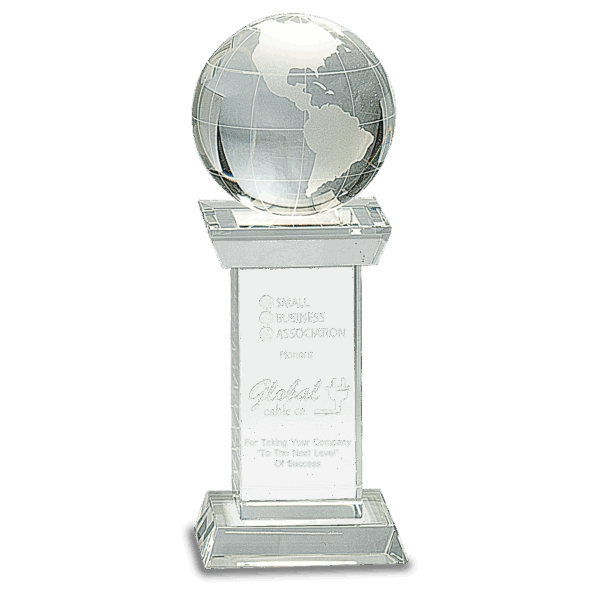 8" Crystal Globe on Clear Tower