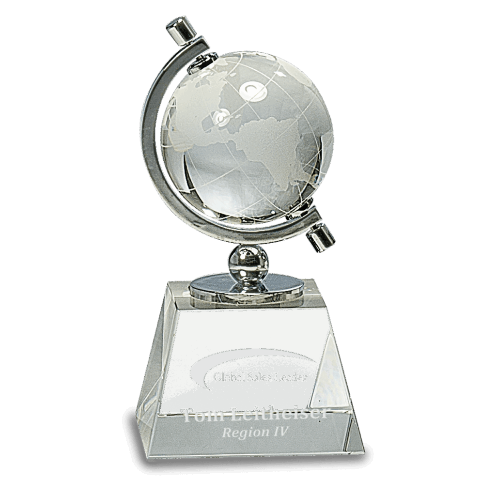 6" Crystal Spinning Globe on Clear Base
