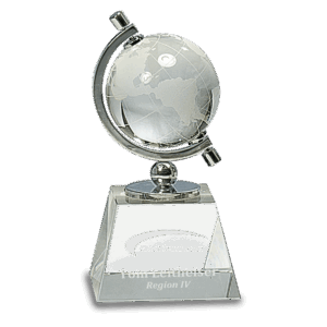 6" Crystal Spinning Globe on Clear Base