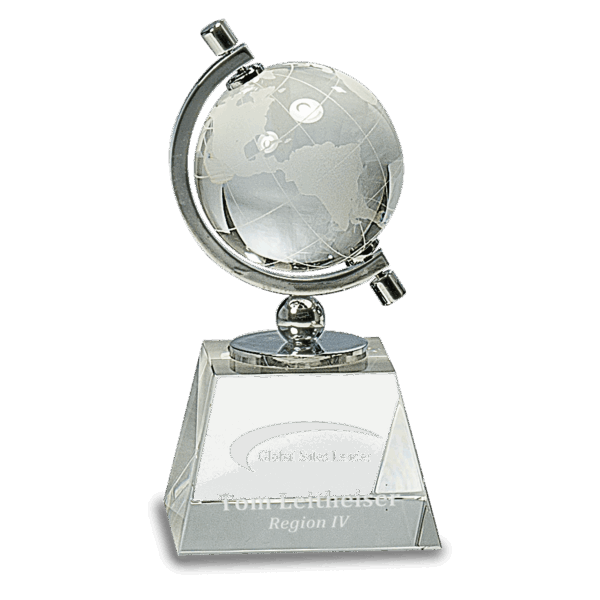 6" Crystal Spinning Globe on Clear Base