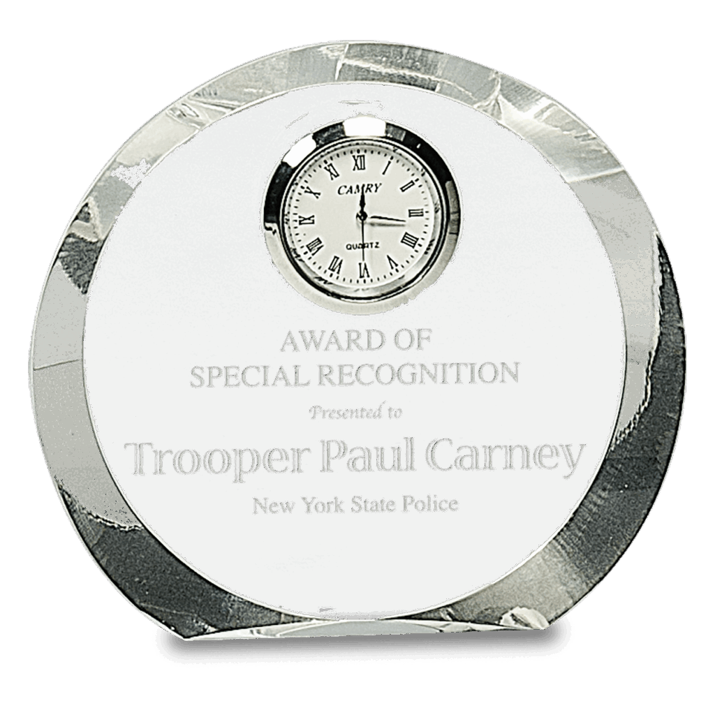 4 1/2" Clear Crystal Round with Clock