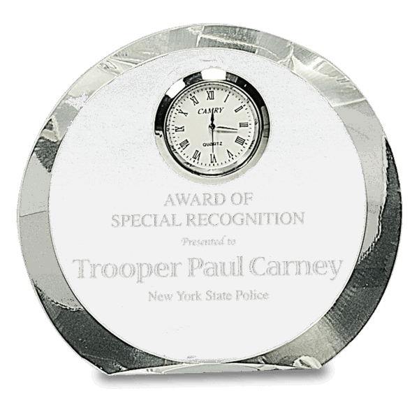 4 1/2" Clear Crystal Round with Clock