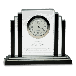 6" Clear Crystal with Clock and Black Crystal Trim