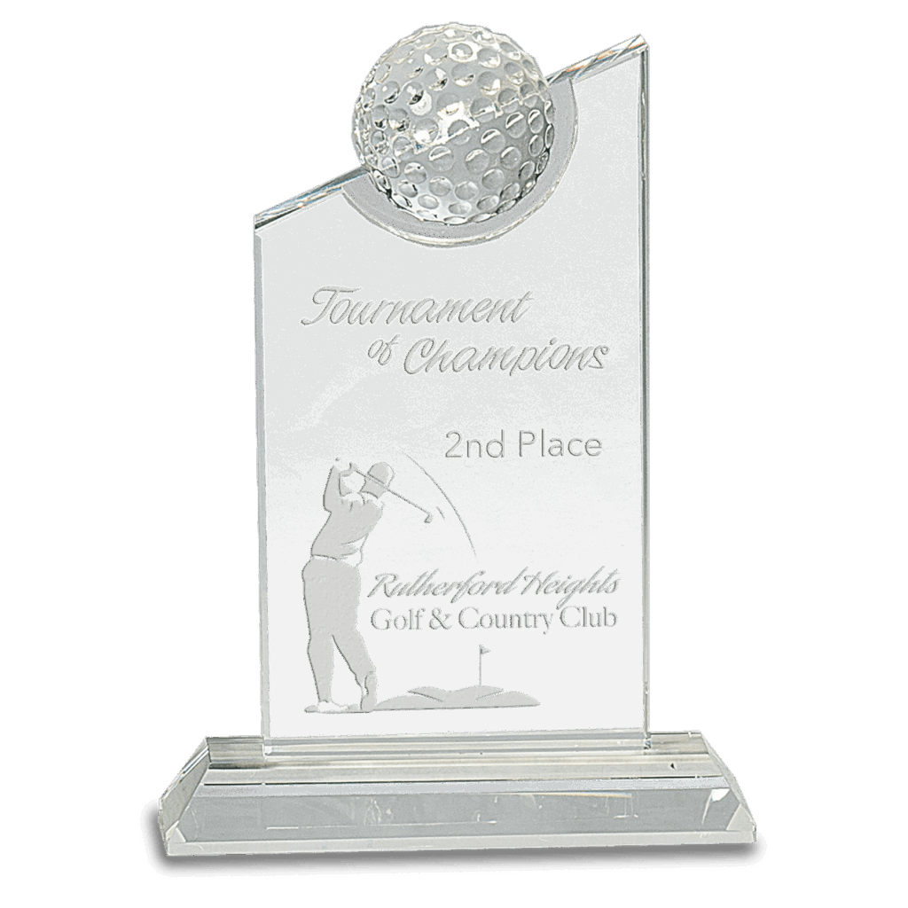 7 1/4" Clear Crystal with Inset Crystal Golf Ball on Clear Base