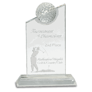 7 1/4" Clear Crystal with Inset Crystal Golf Ball on Clear Base