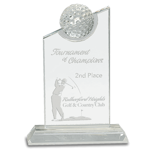 7 1/4" Clear Crystal with Inset Crystal Golf Ball on Clear Base
