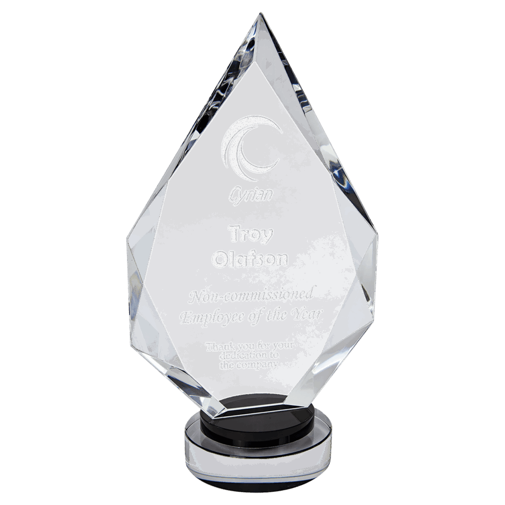 10 1/4" Diamond Crystal on Black & Clear Round Base