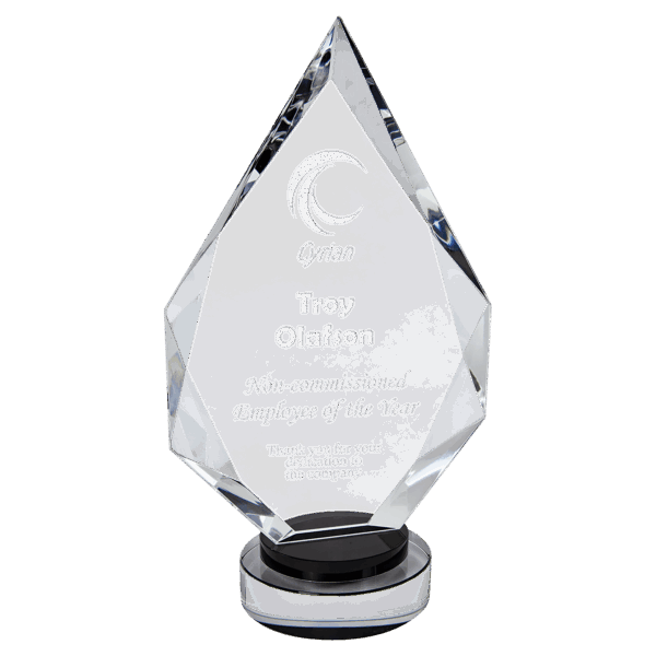 10 1/4" Diamond Crystal on Black & Clear Round Base