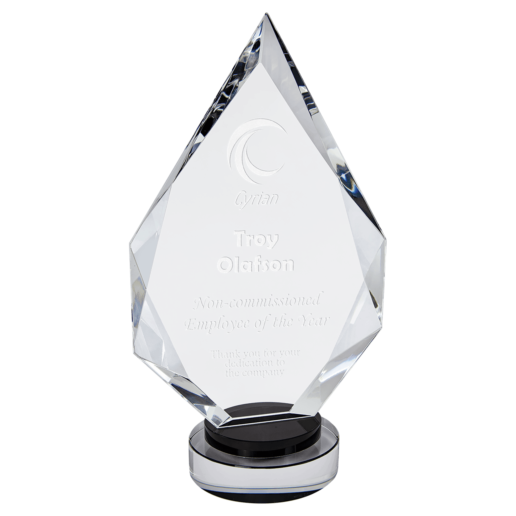 10 1/4" Diamond Crystal on Black & Clear Round Base