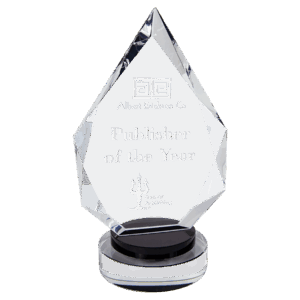 9 1/2" Diamond Crystal on Black & Clear Round Base