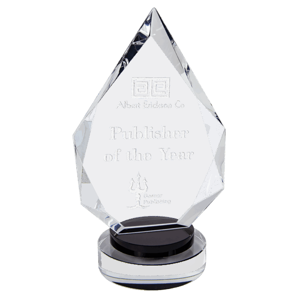 9 1/2" Diamond Crystal on Black & Clear Round Base