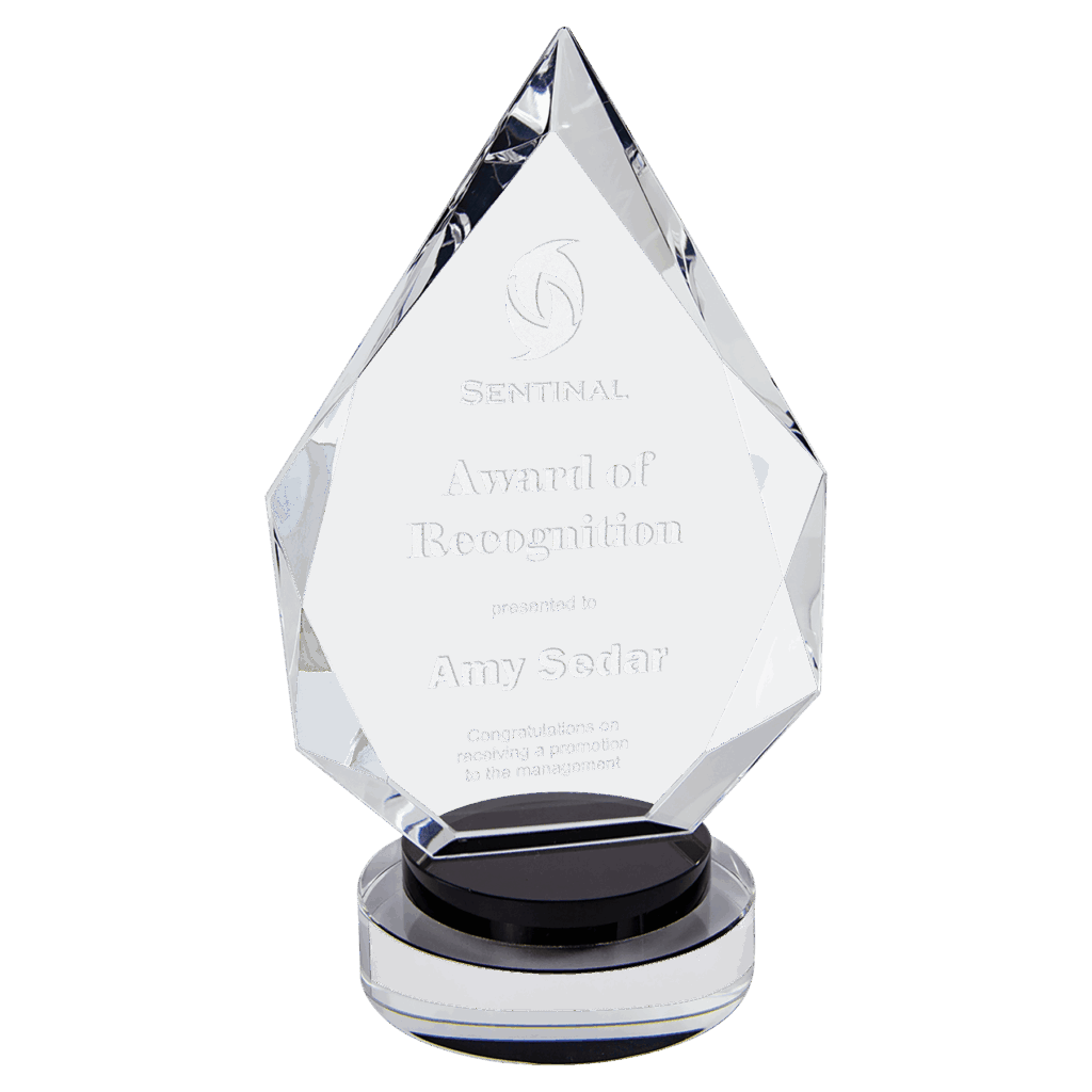 8 1/4" Diamond Crystal on Black & Clear Round Base
