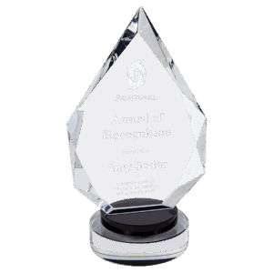8 1/4" Diamond Crystal on Black & Clear Round Base