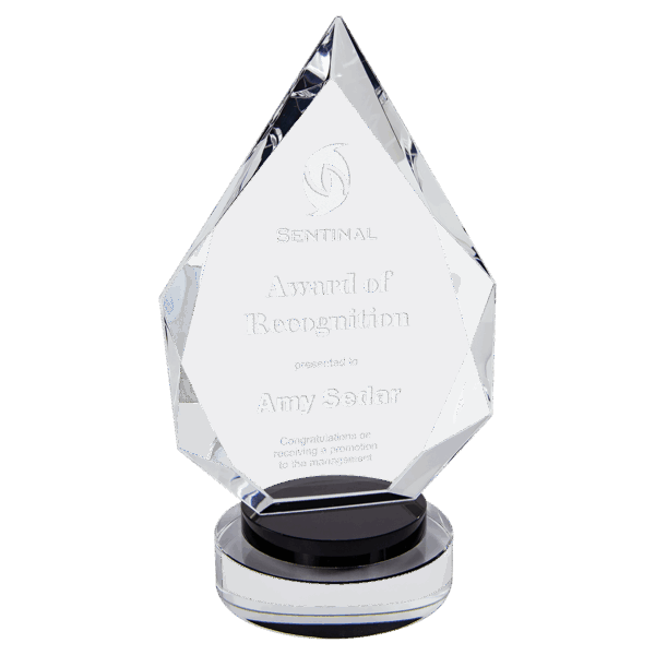 8 1/4" Diamond Crystal on Black & Clear Round Base