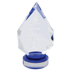 9 1/2" Diamond Crystal on Blue & Clear Round Base