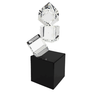 8" Triple Crystal Blocks on a Black Base