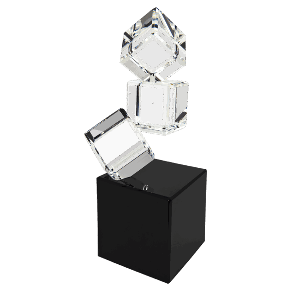 8" Triple Crystal Blocks on a Black Base