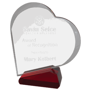 Clear/Red Crystal Slant Heart
