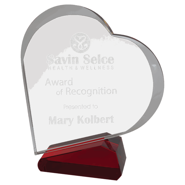 Clear/Red Crystal Slant Heart
