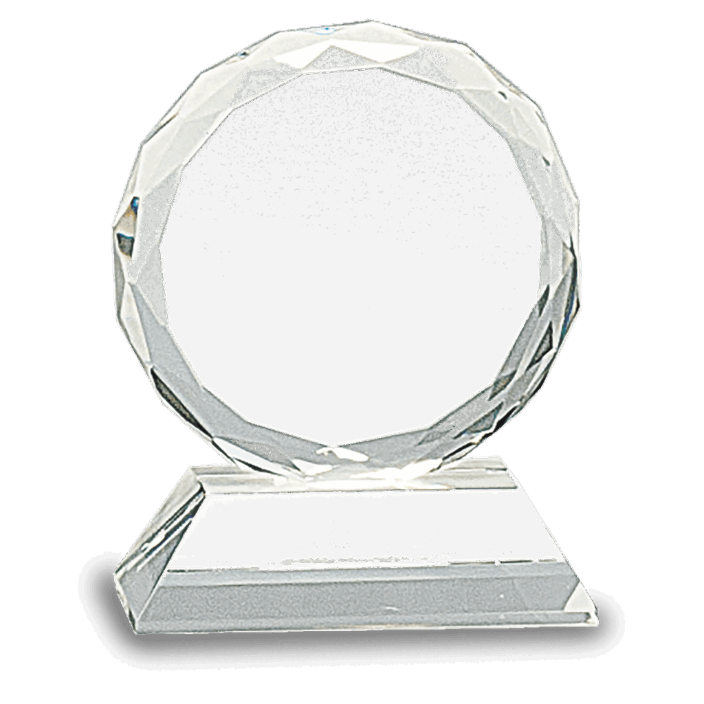 3" Round Facet Crystal on Clear Pedestal Base