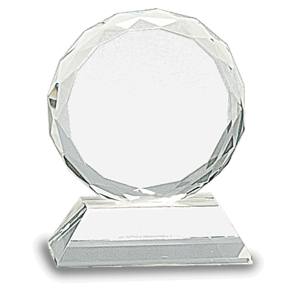 3" Round Facet Crystal on Clear Pedestal Base