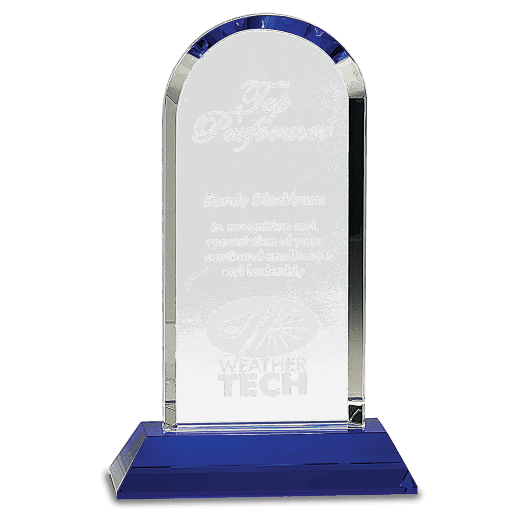 9 1/4" Clear Crystal Dome on Blue Pedestal Base