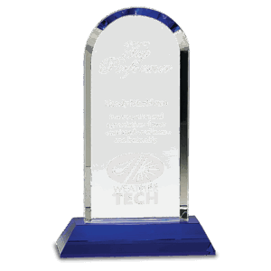 9 1/4" Clear Crystal Dome on Blue Pedestal Base