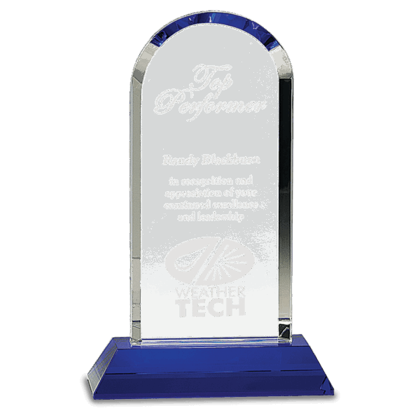 9 1/4" Clear Crystal Dome on Blue Pedestal Base