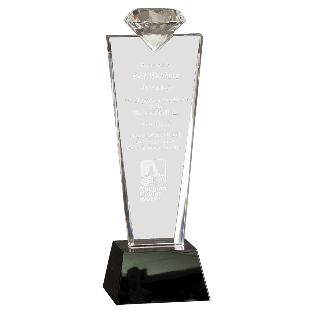 11" Crystal Diamond Top Award on Black Pedestal Base