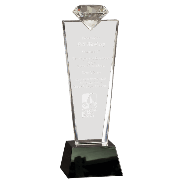 11" Crystal Diamond Top Award on Black Pedestal Base