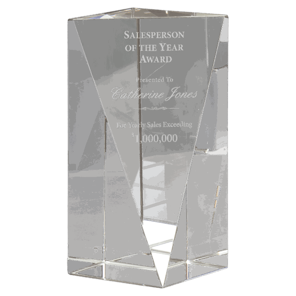 6" Crystal Triangle Front Pillar