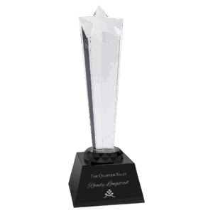 9" Crystal Rising Star with Black Base