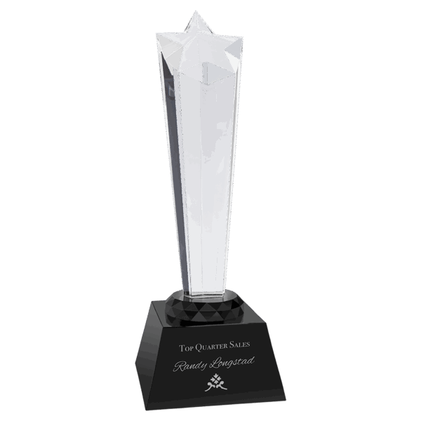 9" Crystal Rising  Star with Black Base