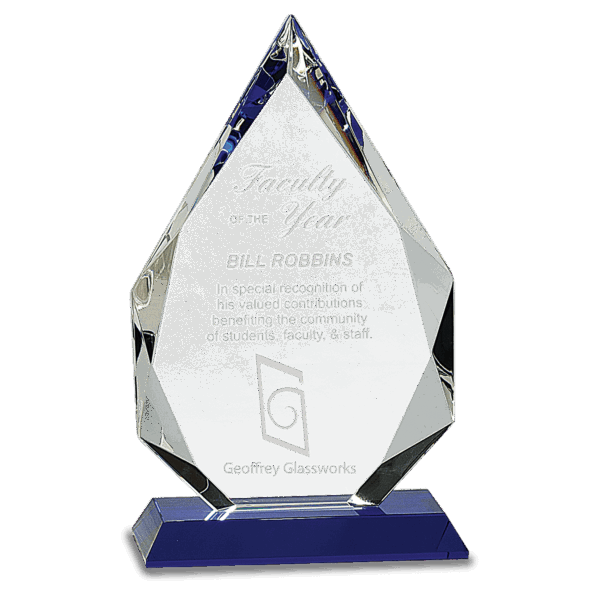 10" Diamond Crystal on Blue Pedestal Base