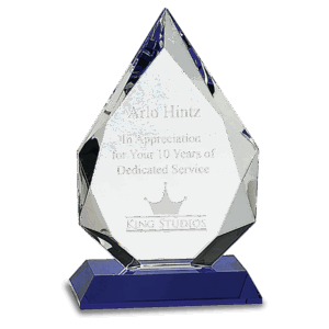 8" Diamond Crystal on Blue Pedestal Base