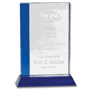 6 1/2" x 9" Blue Edge Crystal on Blue Base