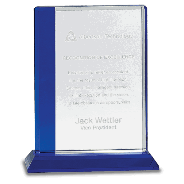 6 1/2" x 8" Blue Edge Crystal on Blue Base