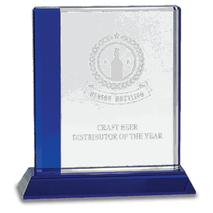 6 1/2" x 7" Blue Edge Crystal on Blue Base