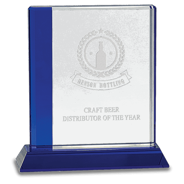 6 1/2" x 7" Blue Edge Crystal on Blue Base