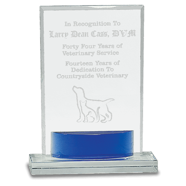 7 3/4" Crystal Rectangle with Blue Accent