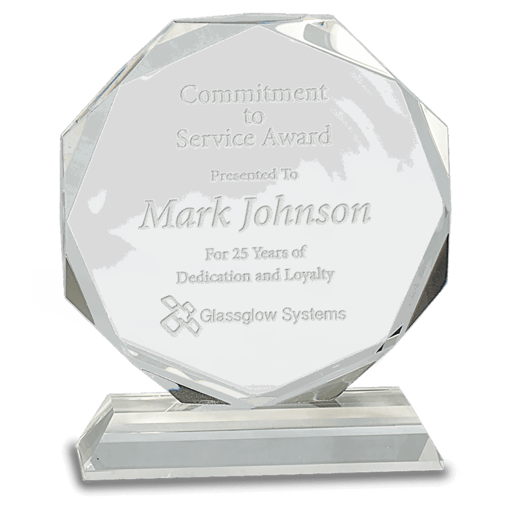 6" Clear Crystal Octagon on Clear Pedestal Base