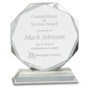6" Clear Crystal Octagon on Clear Pedestal Base