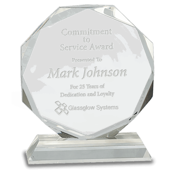 6" Clear Crystal Octagon on Clear Pedestal Base