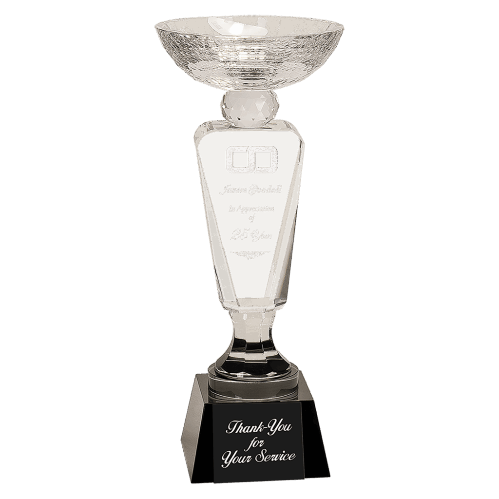 11" Clear Crystal Cup with Black Pedestal Base