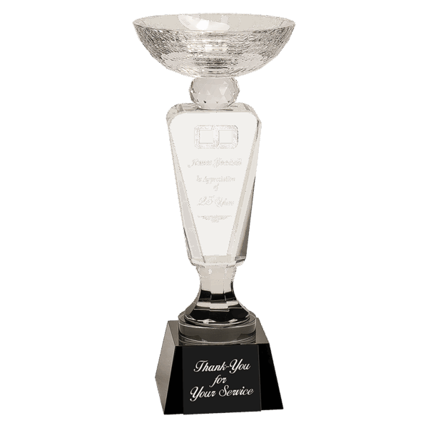 11" Clear Crystal Cup with Black Pedestal Base