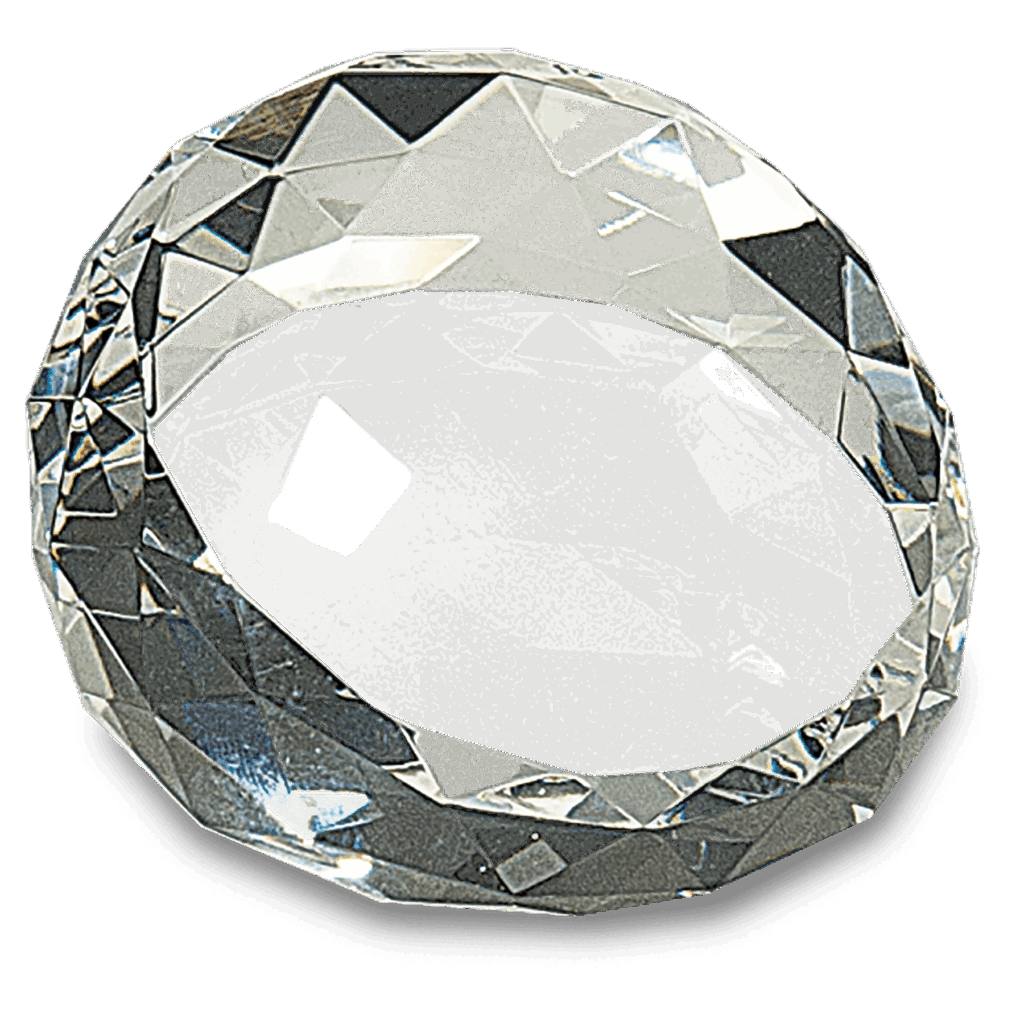 2 1/2" x 1 3/4" Clear Round Crystal Facet Paperweight