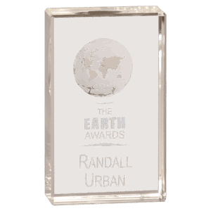 5" Clear Crystal Rectangle with Globe Etching