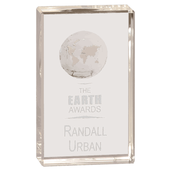 5" Clear Crystal Rectangle with Globe Etching